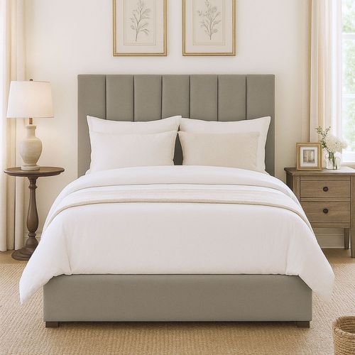 Lit Coffre Songe + Sommier Velours Taupe 140x190 cm