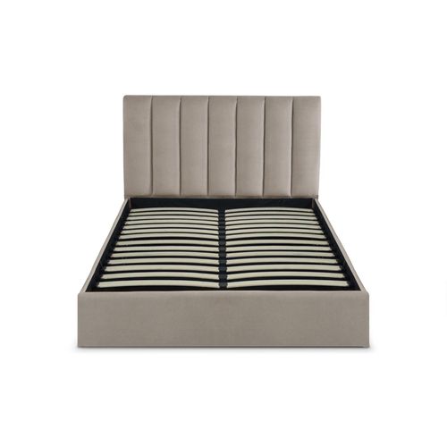 Lit Coffre Songe + Sommier Velours Taupe 140x190 cm