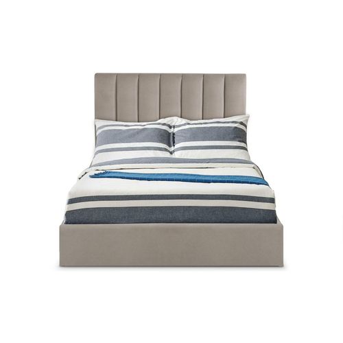 Lit Coffre Songe + Sommier Velours Taupe 140x190 cm