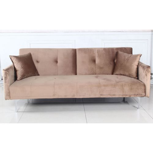 Canapé Convertible Clic-clac 3 Places Carla Velours Taupe