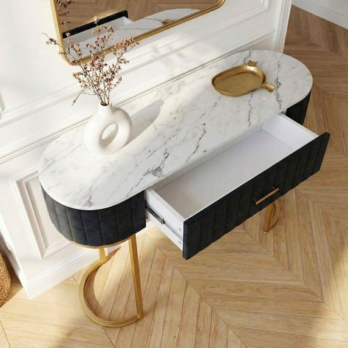 Coiffeuse Paloma 1 Tiroir Velours Noir