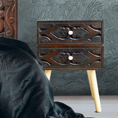 Table De Chevet Catana 2 Tiroirs Marron