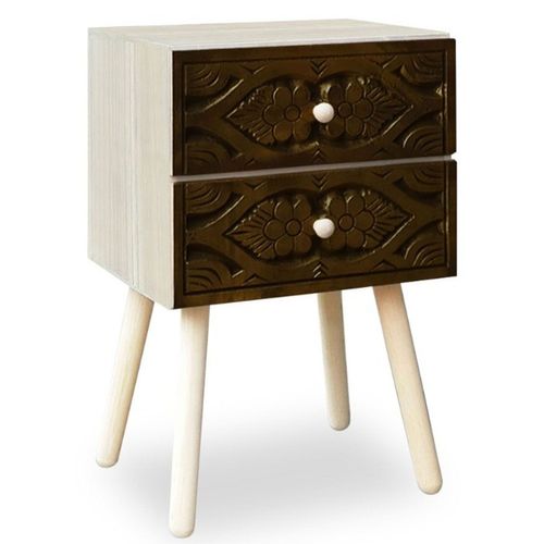 Table De Chevet Catana 2 Tiroirs Marron
