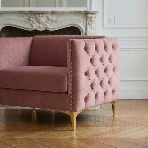 Fauteuil Joshua Velours Rose