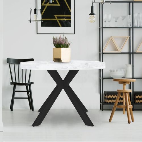 Table Ronde Extensible Myriade Noir Et Effet Marbre
