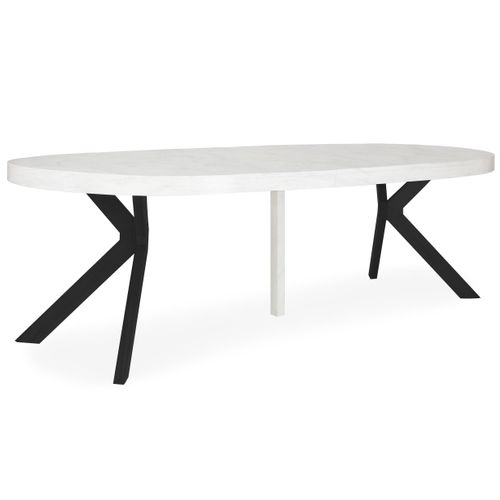 Table Ronde Extensible Myriade Noir Et Effet Marbre