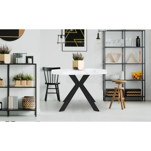 Table Ronde Extensible Myriade Noir Et Effet Marbre