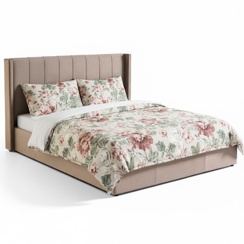 Lit Double Magorial Avec Sommier Relevable 180x200cm Velours Taupe