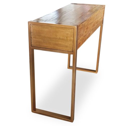 Bureau Polomia 1 Tiroir Bois Et Or