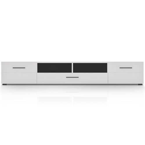 Meuble TV Moderne Avec Tiroir Et 2 Portes Biancom L200cm Blanc Brillant