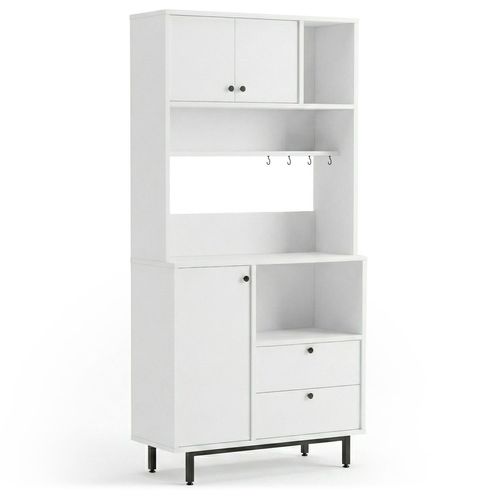 Armoire De Cuisine Moderne 4 Portes Et 2 Tiroirs Axyl L88xh180cm Blanc