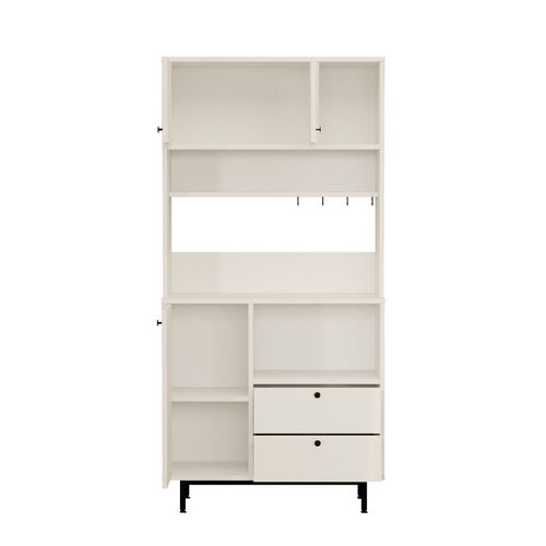 Armoire De Cuisine Moderne 4 Portes Et 2 Tiroirs Axyl L88xh180cm Blanc