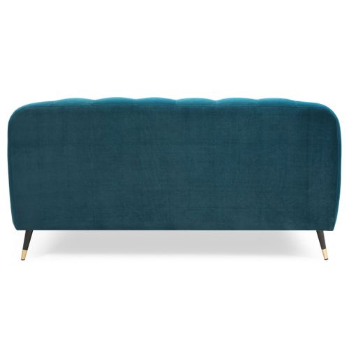 Canapé Capitonné 2 Places Style Boudoir Glams Velours Bleu Canard