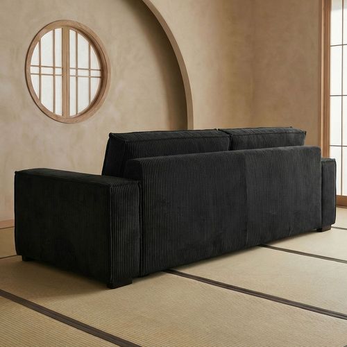 Canapé Clic-clac 3 Places Roger Velours Côtelé Noir