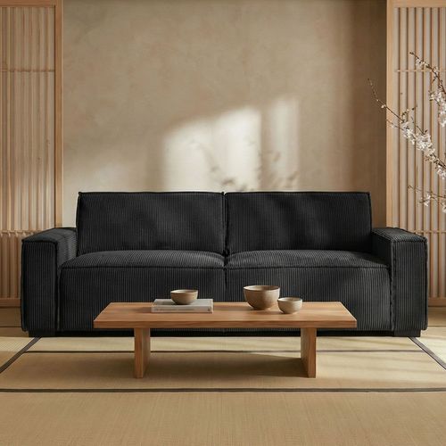 Canapé Clic-clac 3 Places Roger Velours Côtelé Noir