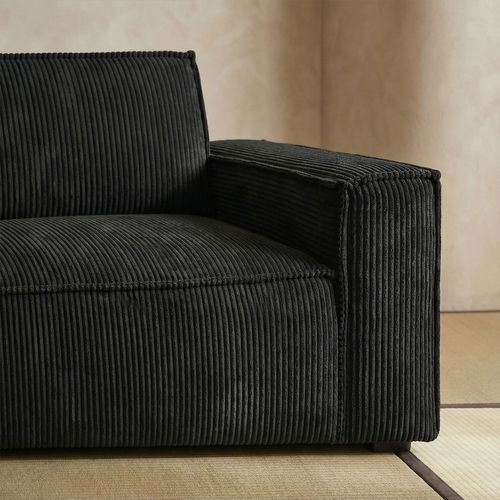 Canapé Clic-clac 3 Places Roger Velours Côtelé Noir