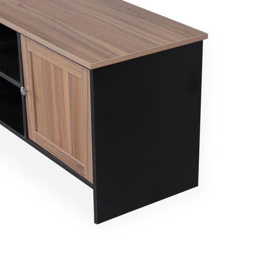 Meuble TV Contemporain 2 Portes L120cm Franck Bois Et Noir