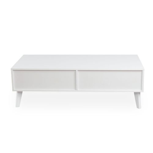 Table Basse 2 Tiroirs Avec Cannage Dalgora L120cm Blanc