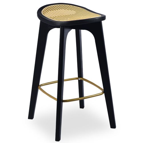 Tabouret De Bar Yokori En Cannage Et Bambou Noir