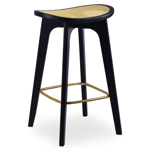 Tabouret De Bar Yokori En Cannage Et Bambou Noir