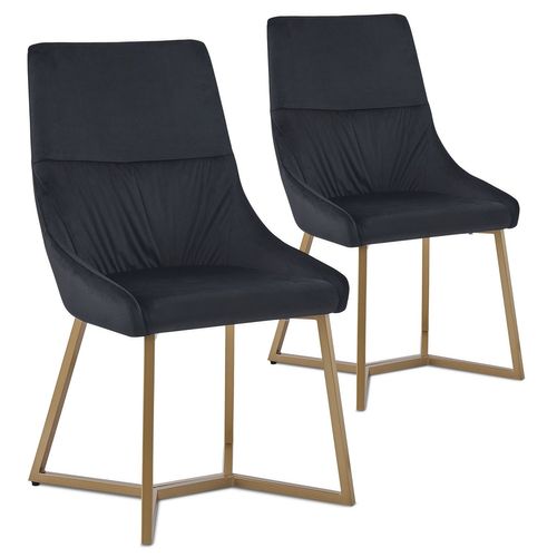 Lot De 2 Chaises Matelassées Foldie Velours Noir