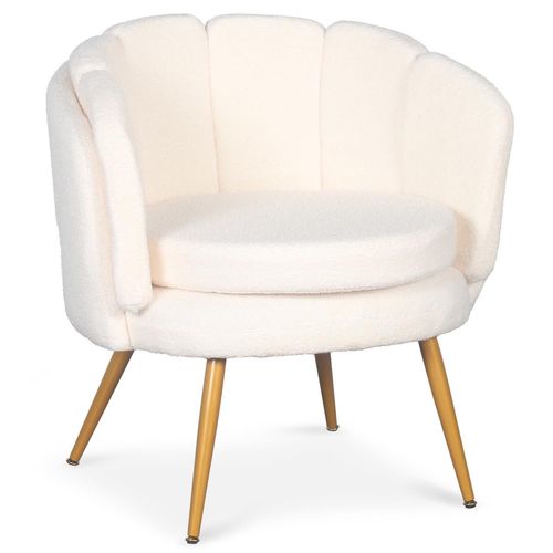 Fauteuil Arrondi Brenda Tissu Bouclette Beige