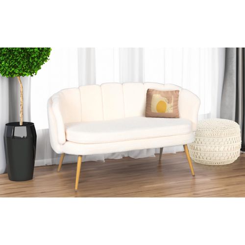 Canapé 2 Places Arrondi Brenda Tissu Bouclette Beige