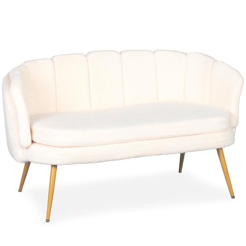 Canapé 2 Places Arrondi Brenda Tissu Bouclette Beige