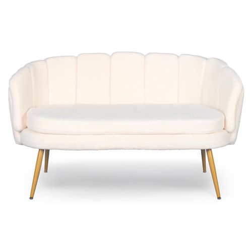 Canapé 2 Places Arrondi Brenda Tissu Bouclette Beige