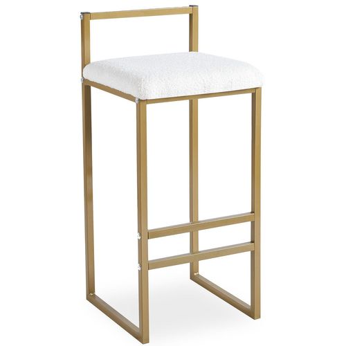 Tabouret De Bar En Métal Drakkar Or Et Tissu Bouclette Crème