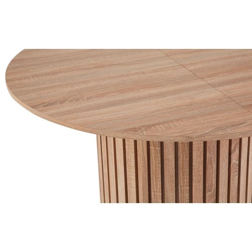Table Ronde Extensible Pied Central Style Colonne Burkina 120-160cm Bois Sonoma