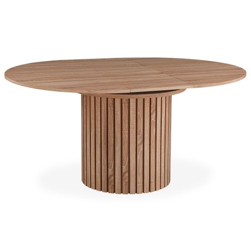 Table Ronde Extensible Pied Central Style Colonne Burkina 120-160cm Bois Sonoma