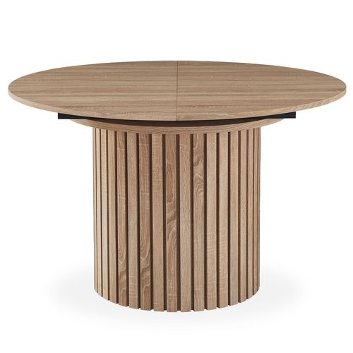 Table Ronde Extensible Pied Central Style Colonne Burkina 120-160cm Bois Sonoma