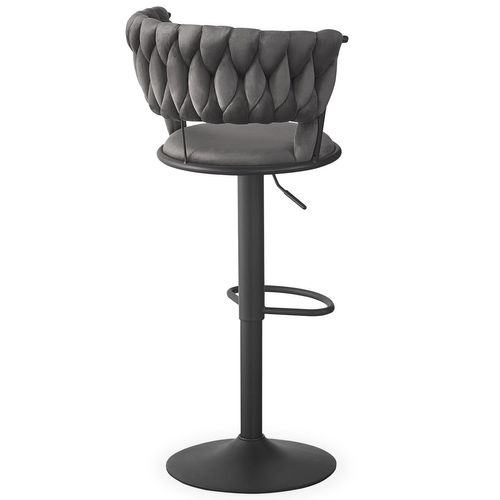 Lot De 2 Chaises De Bar Dossier Arrondi Style Maillage Xenox Velours Gris Et Métal Noir