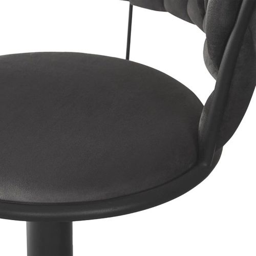 Lot De 2 Chaises De Bar Dossier Arrondi Style Maillage Xenox Velours Gris Et Métal Noir