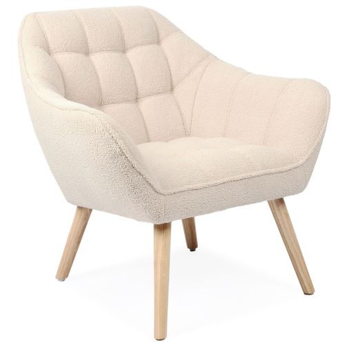 Fauteuil Scandinave Zentao Tissu Bouclette Beige