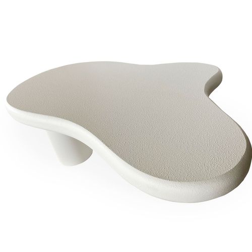 Table Basse Forme Courbes Naturelles Valdo 69x100cm Blanc Texturé
