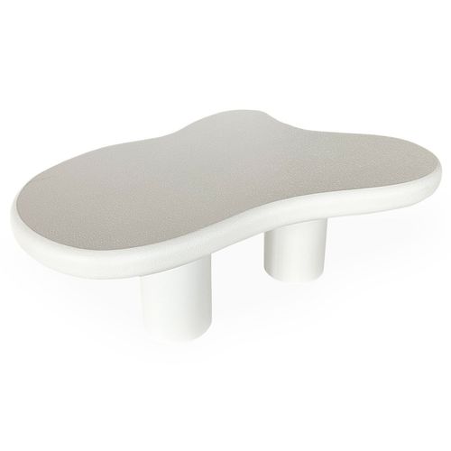 Table Basse Forme Courbes Naturelles Valdo 69x100cm Blanc Texturé