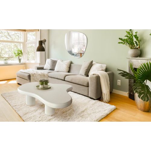 Table Basse Forme Courbes Naturelles Valdo 69x100cm Blanc Texturé