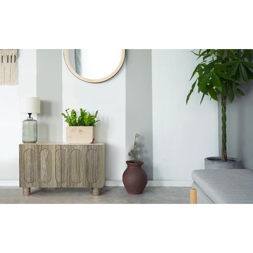 Petit Buffet Rétro-moderne Avec Portes Sculptées Durand L80cm Chêne Grisé
