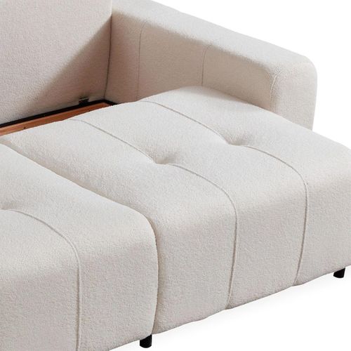 Canapé Convertible 3 Places Cloudy Tissu Bouclette Crème