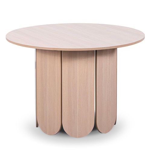 Table Ronde Style Japandi Extensible 310cm Tulipa Rallonges Intégrées Bois Clair