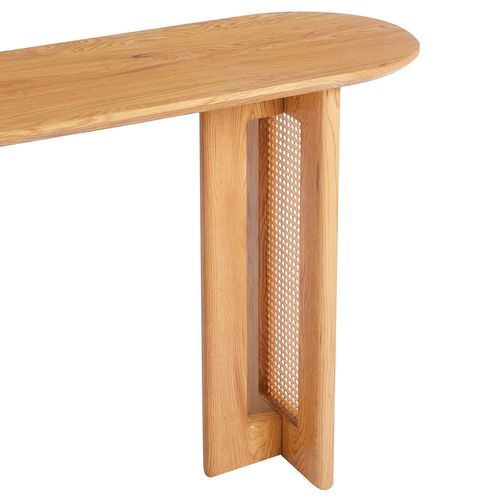 Console Avec Cannage 40x120cm Bohemia Chêne Clair Et Rotin