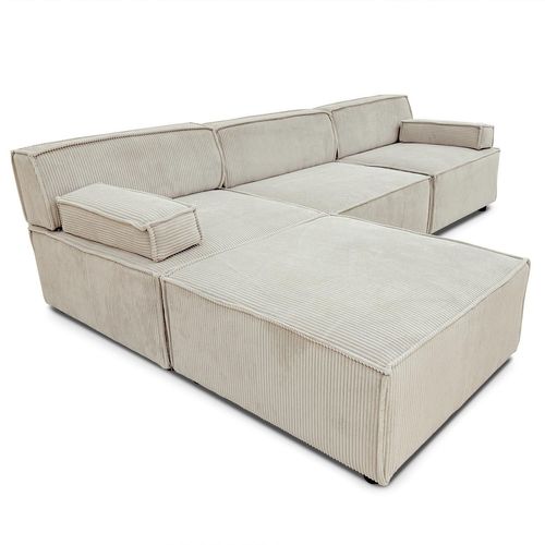 Canapé Modulable Benoit Velours Côtelé Crème