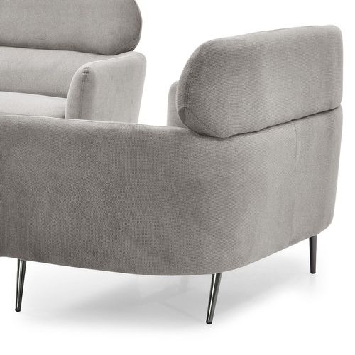 Canapé 2 Places Moderne Avec Haut Dossier Damigal Tissu Doux Gris