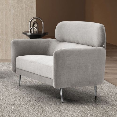 Canapé 2 Places Moderne Avec Haut Dossier Damigal Tissu Doux Gris