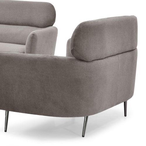 Canapé 2 Places Moderne Avec Haut Dossier Damigal Tissu Doux Gris Taupe