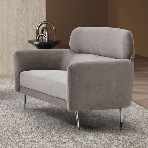 Canapé 2 Places Moderne Avec Haut Dossier Damigal Tissu Doux Gris Taupe