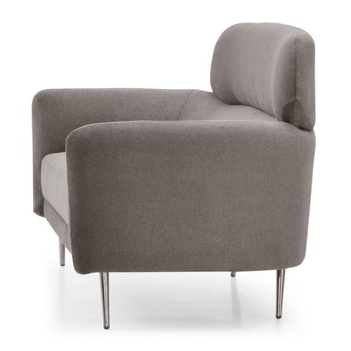 Canapé 2 Places Moderne Avec Haut Dossier Damigal Tissu Doux Gris Taupe