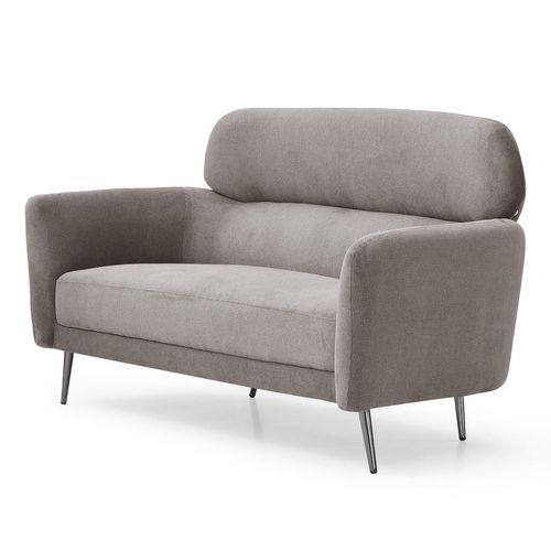 Canapé 2 Places Moderne Avec Haut Dossier Damigal Tissu Doux Gris Taupe